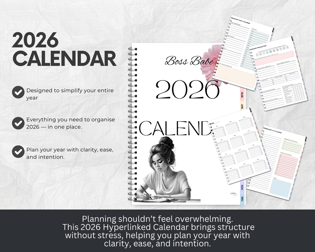 Hyperlinked 2026 Calendar – Boss Babe Edition
