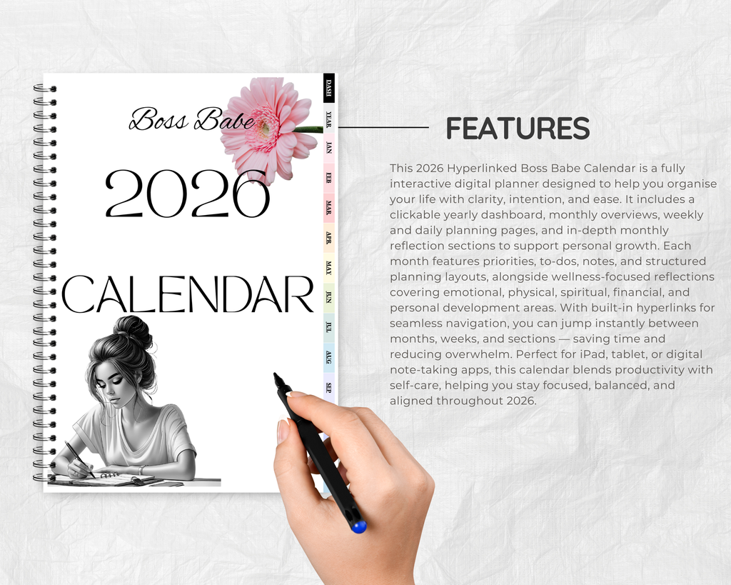 Hyperlinked 2026 Calendar – Boss Babe Edition