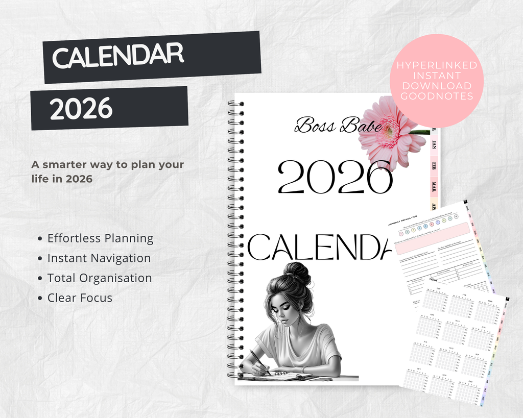 Hyperlinked 2026 Calendar – Boss Babe Edition