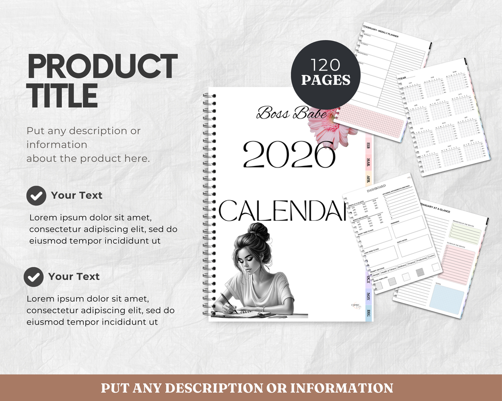 Hyperlinked 2026 Calendar – Boss Babe Edition