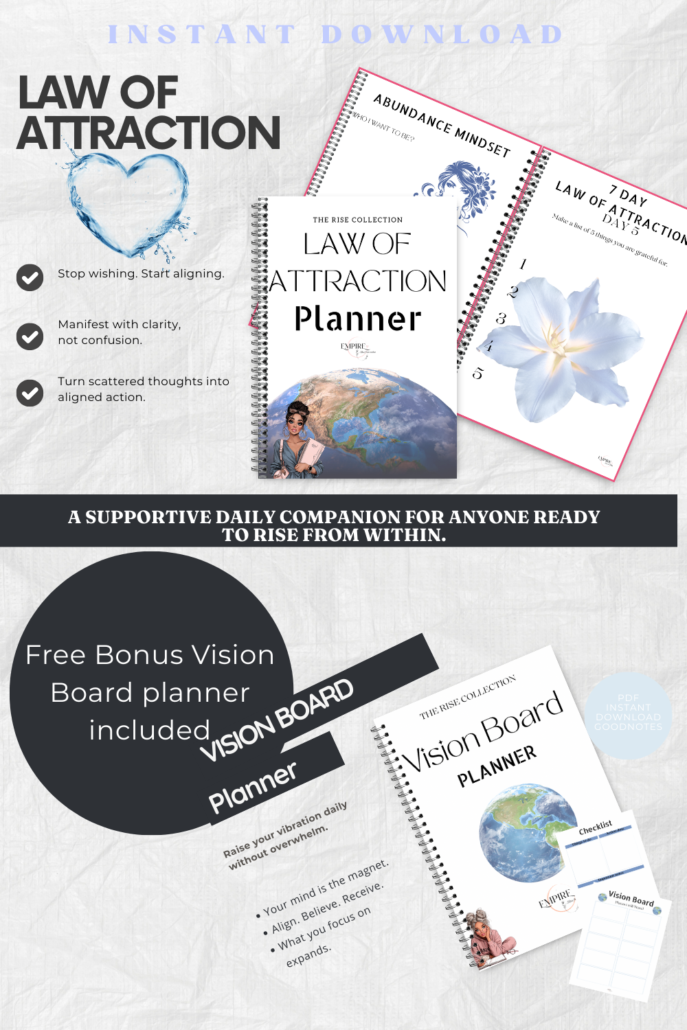 Law Of Attraction Digital Planner Inc Bonus Vision Board Planner