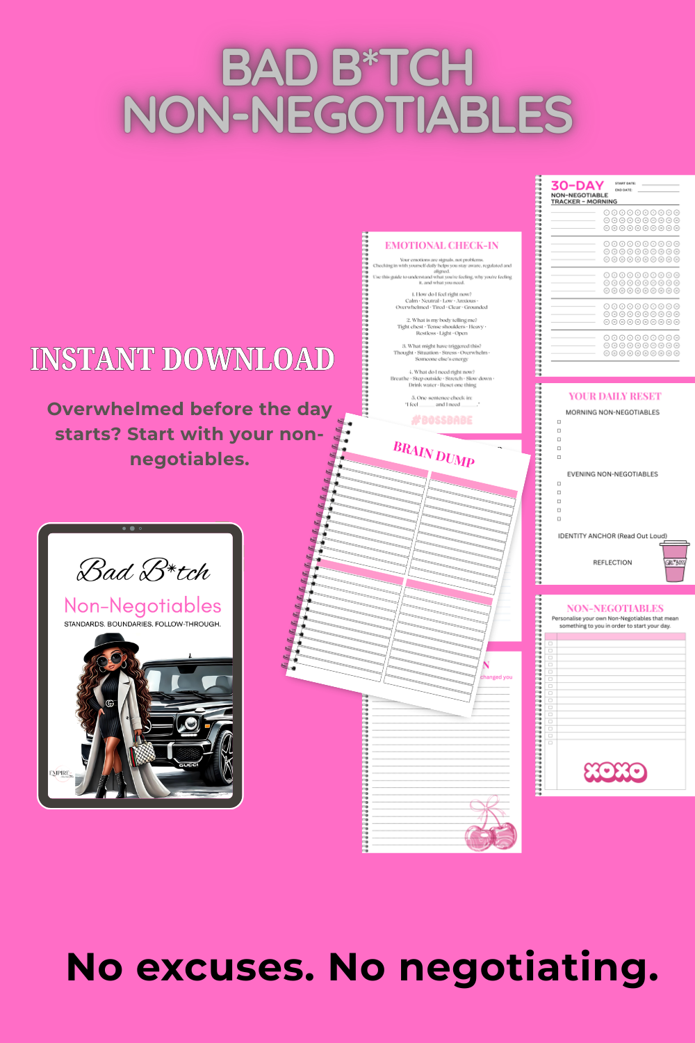 Bad B*tch Non-Negotiables Digital Planner | Standards, Boundaries & Daily Discipline for Women